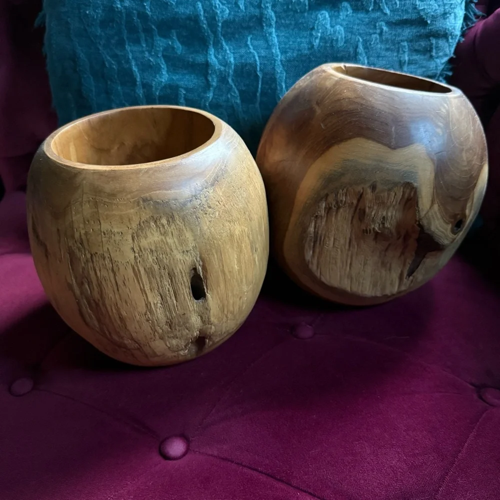 Rustic Wooden Accent Planter Vases